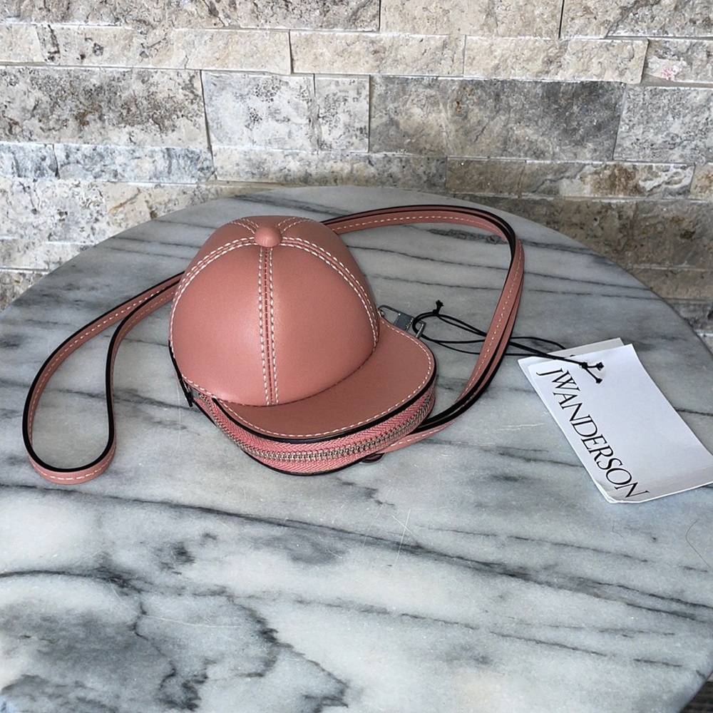 JW ANDERSON Leather Nano Cap 🧢 Bag Powder Pink